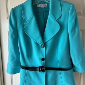 Tahari Women's Turquoise Blazer with Black Belt